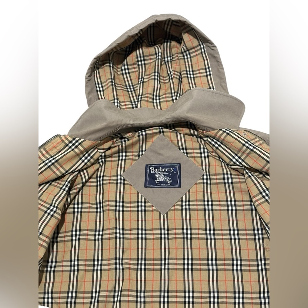 Burberry London Trench Coat Detachable Liner Hood Nova Check Beige Men US Size L - Picture 10 of 13